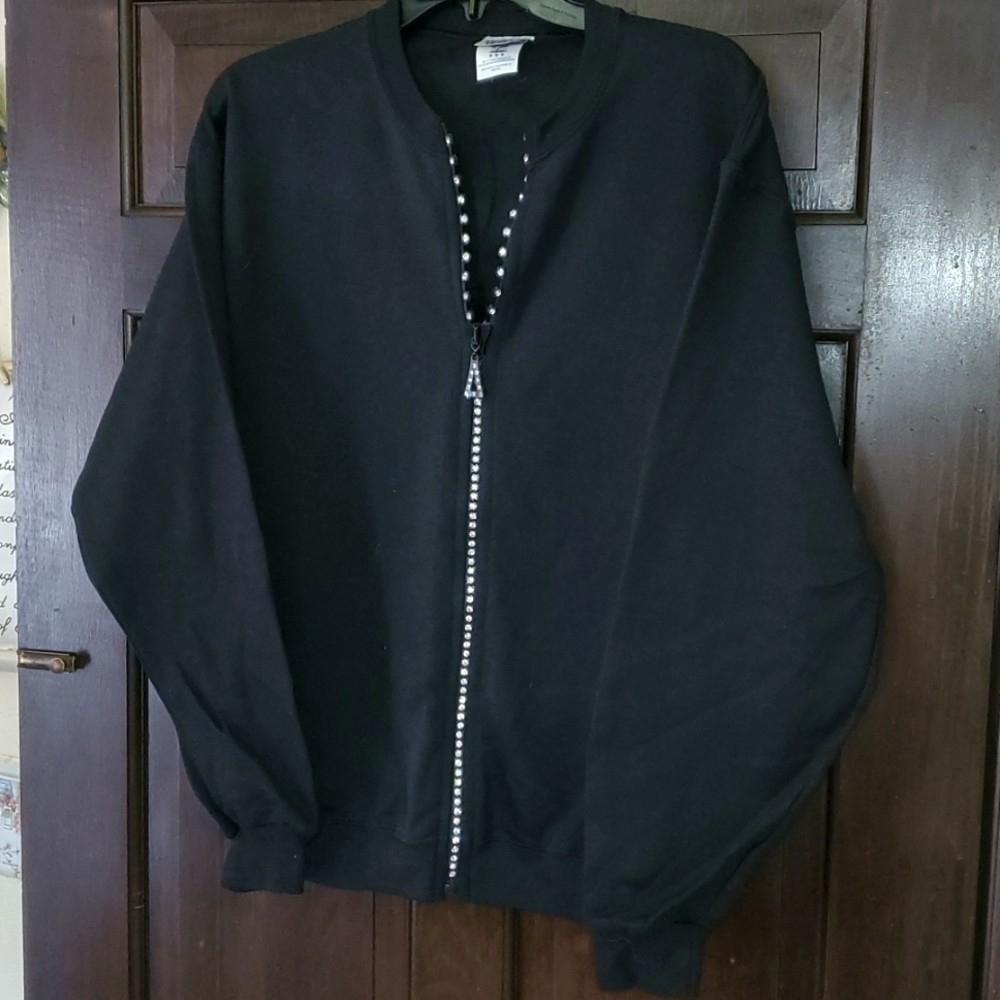 #16 Black Zip-Up Crew Sweater